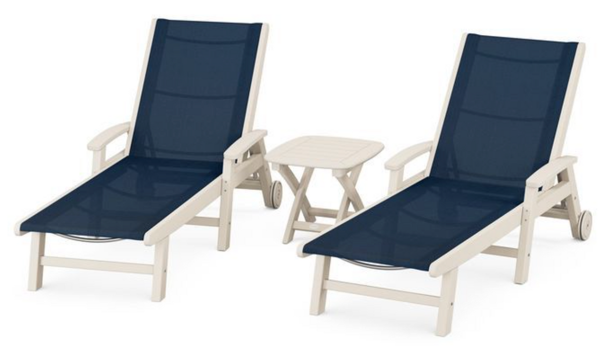 POLYWOOD® Coastal 3-Piece Wheeled Chaise Set