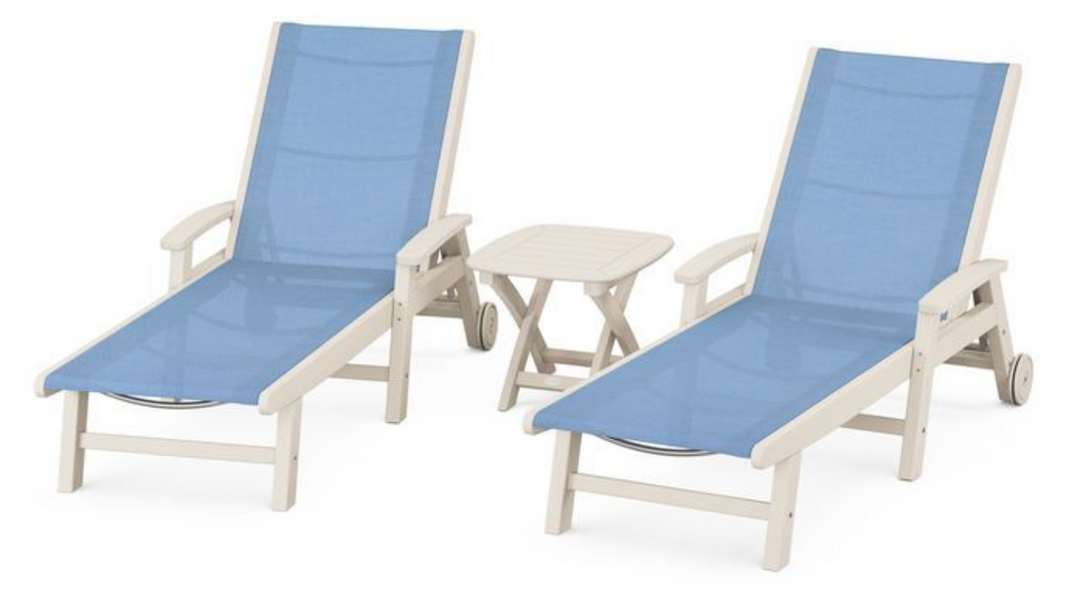 POLYWOOD® Coastal 3-Piece Wheeled Chaise Set