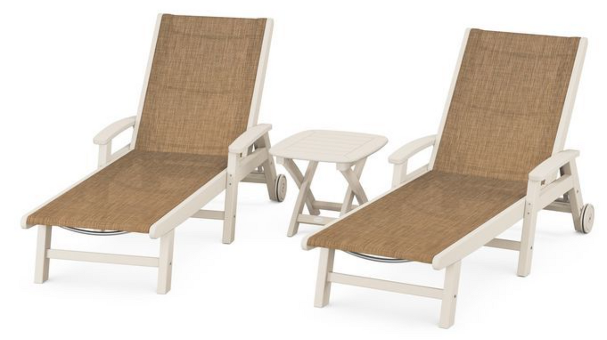 POLYWOOD® Coastal 3-Piece Wheeled Chaise Set