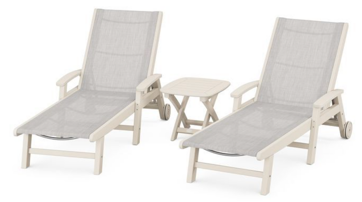 POLYWOOD® Coastal 3-Piece Wheeled Chaise Set