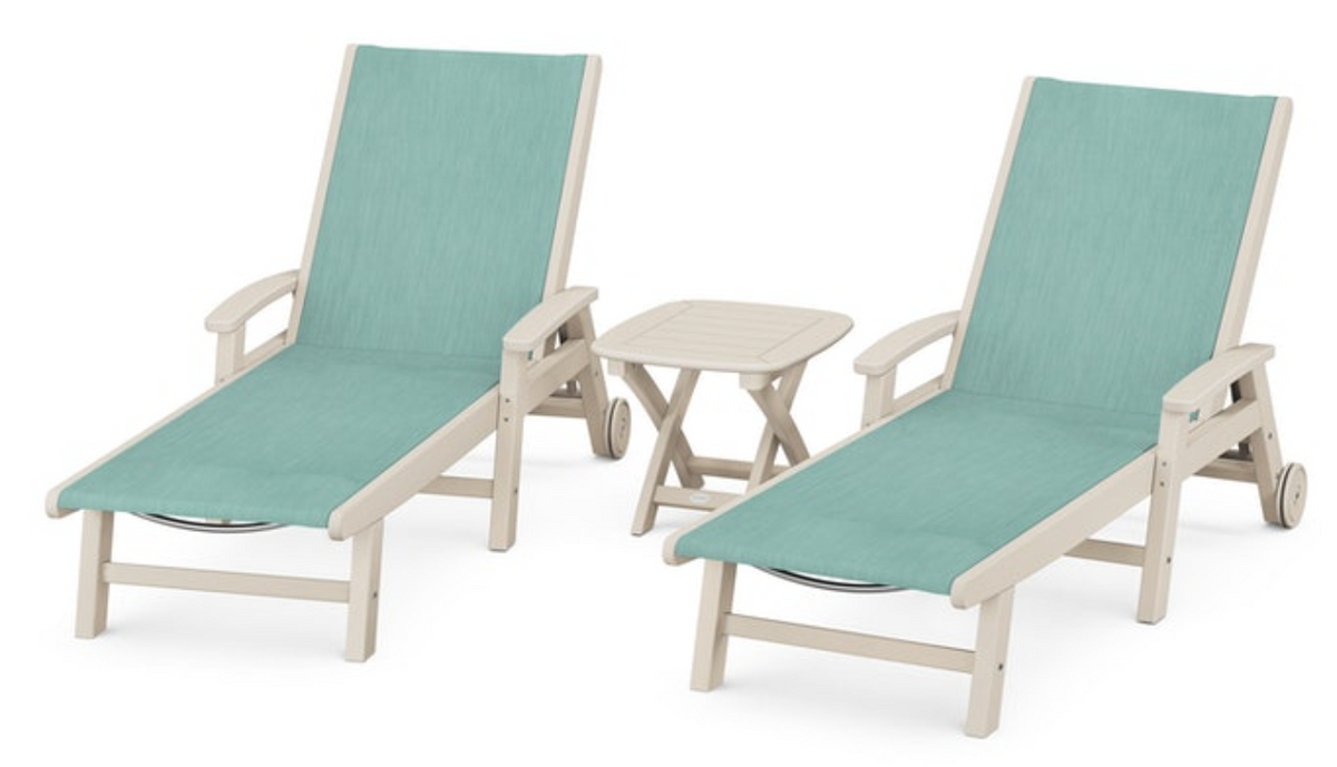 POLYWOOD® Coastal 3-Piece Wheeled Chaise Set