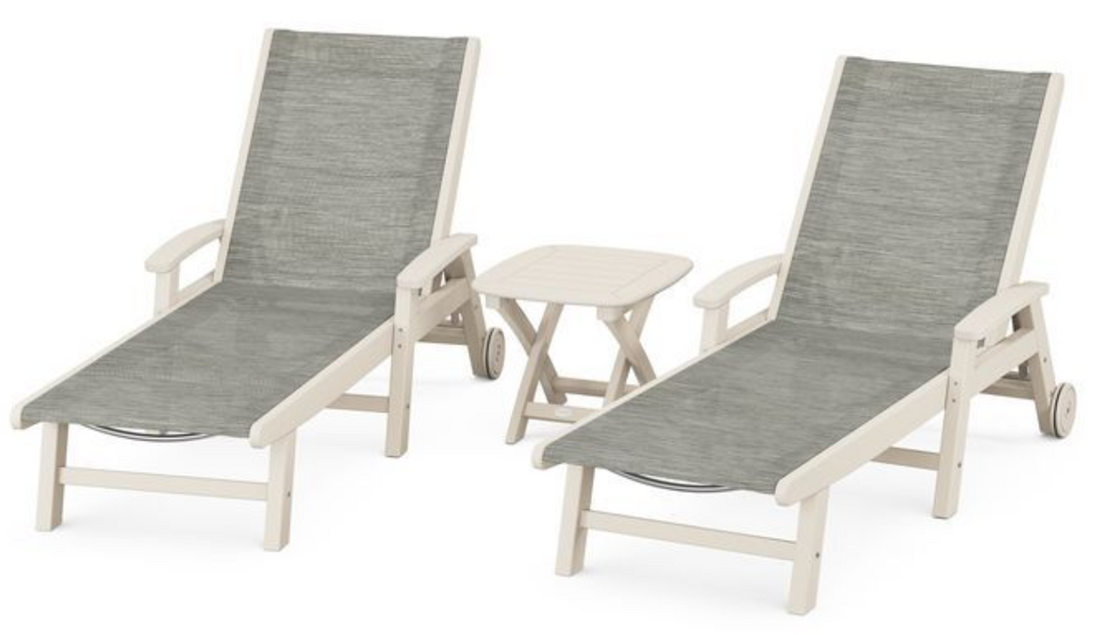 POLYWOOD® Coastal 3-Piece Wheeled Chaise Set