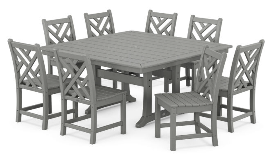 POLYWOOD® Chippendale 9-Piece Nautical Trestle Dining Set