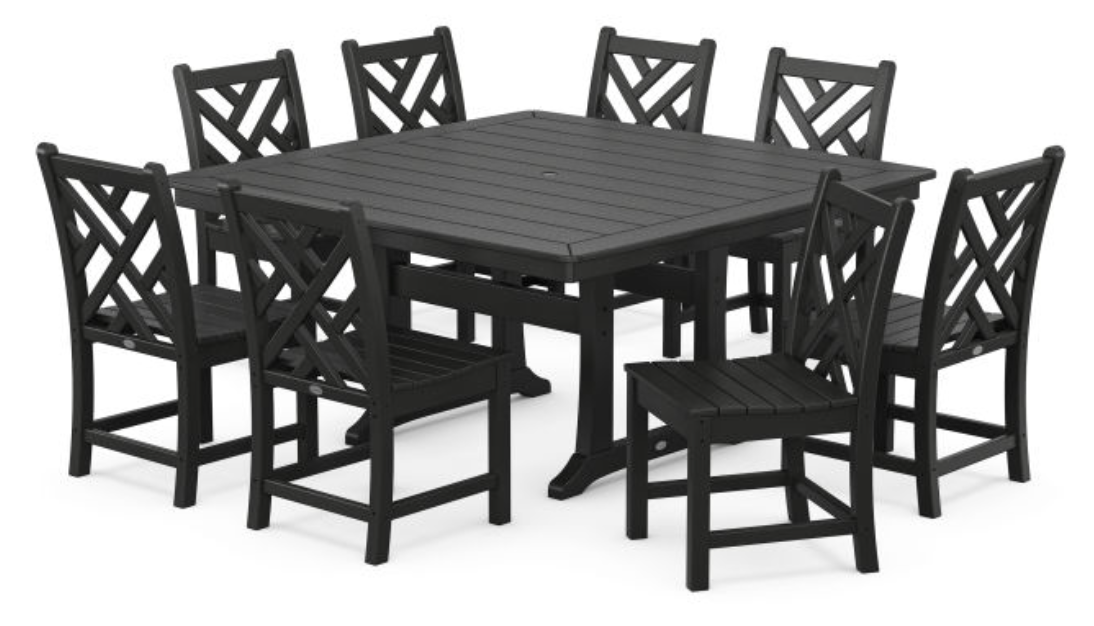 POLYWOOD® Chippendale 9-Piece Nautical Trestle Dining Set