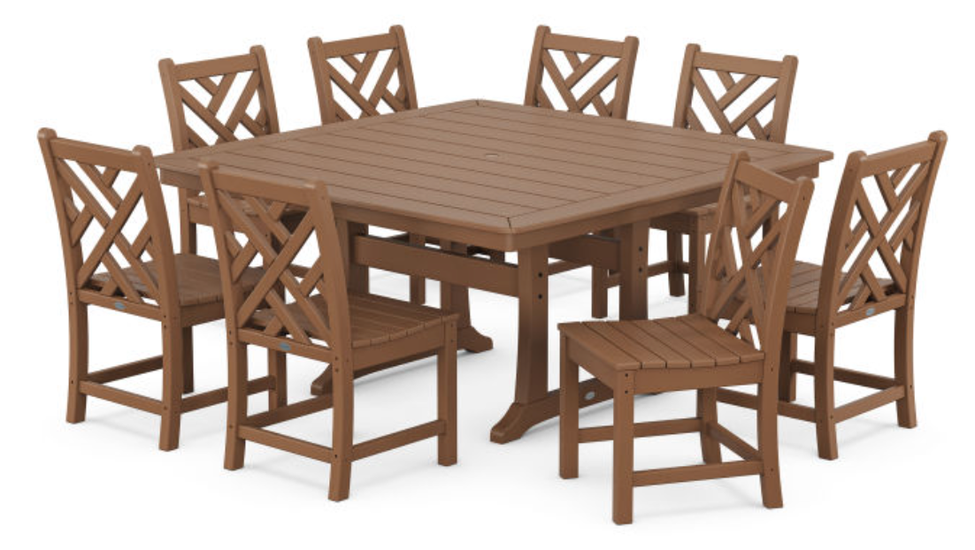 POLYWOOD® Chippendale 9-Piece Nautical Trestle Dining Set