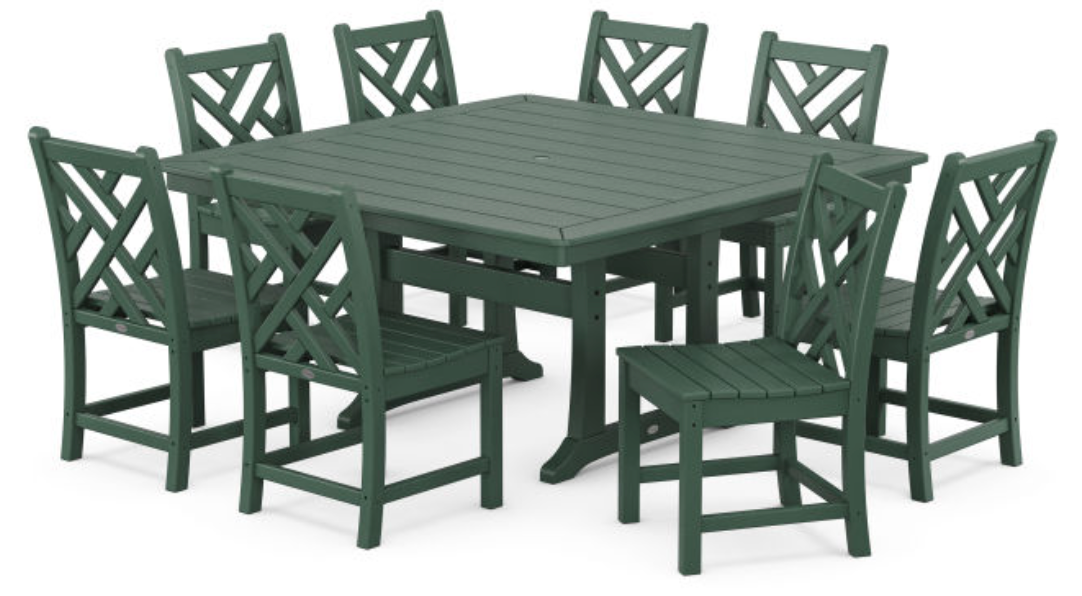 POLYWOOD® Chippendale 9-Piece Nautical Trestle Dining Set