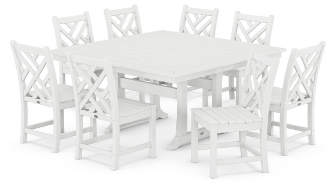 POLYWOOD® Chippendale 9-Piece Nautical Trestle Dining Set