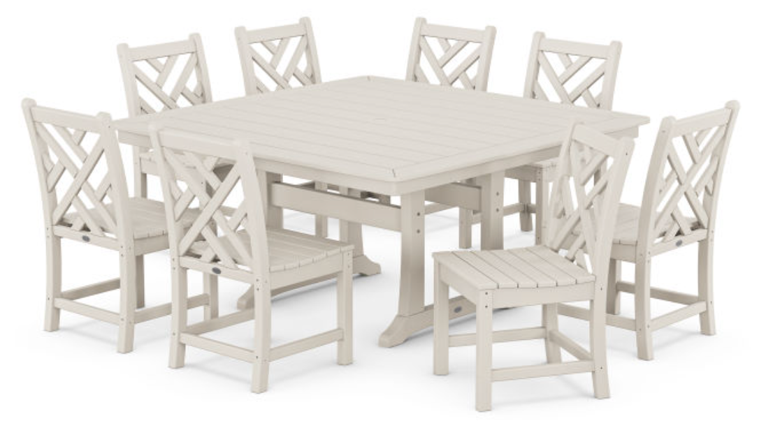 POLYWOOD® Chippendale 9-Piece Nautical Trestle Dining Set