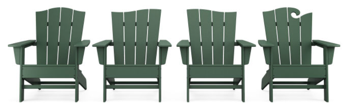 POLYWOOD® Wave Collection 4-Piece Adirondack Set