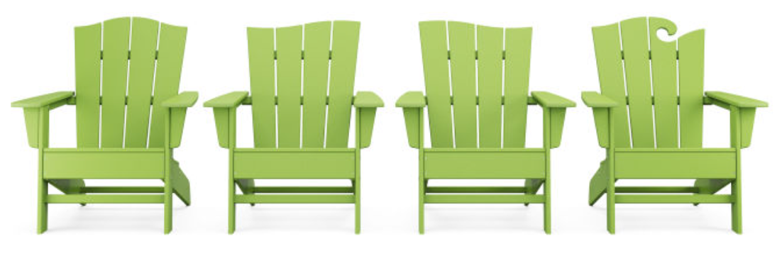 POLYWOOD® Wave Collection 4-Piece Adirondack Set