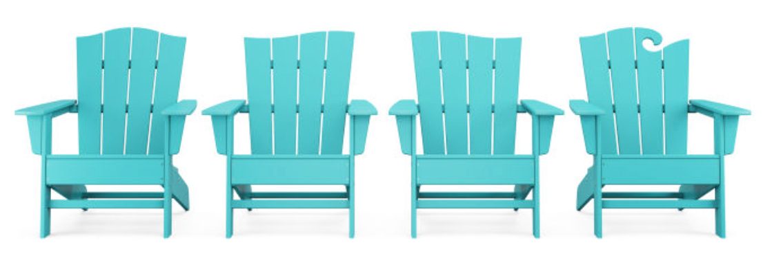 POLYWOOD® Wave Collection 4-Piece Adirondack Set