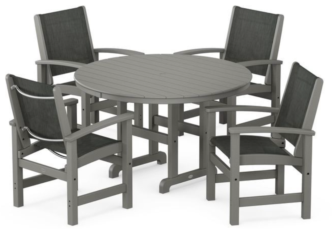 POLYWOOD® Coastal 5-Piece Round Farmhouse Dining Set