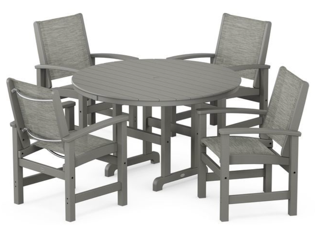 POLYWOOD® Coastal 5-Piece Round Farmhouse Dining Set