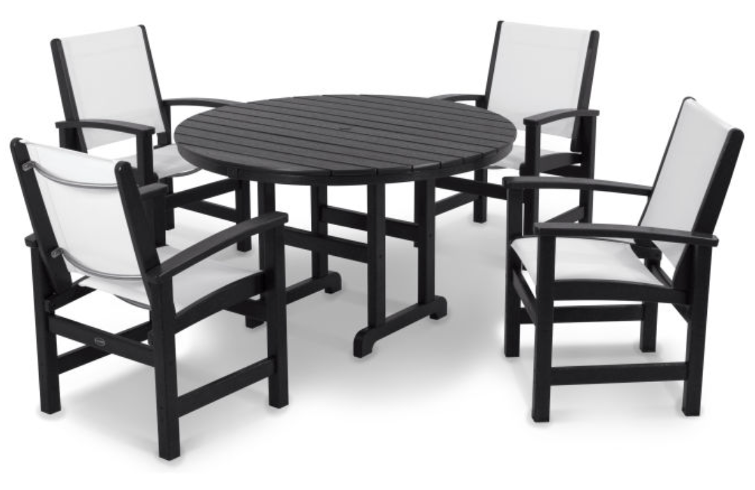 POLYWOOD® Coastal 5-Piece Round Farmhouse Dining Set