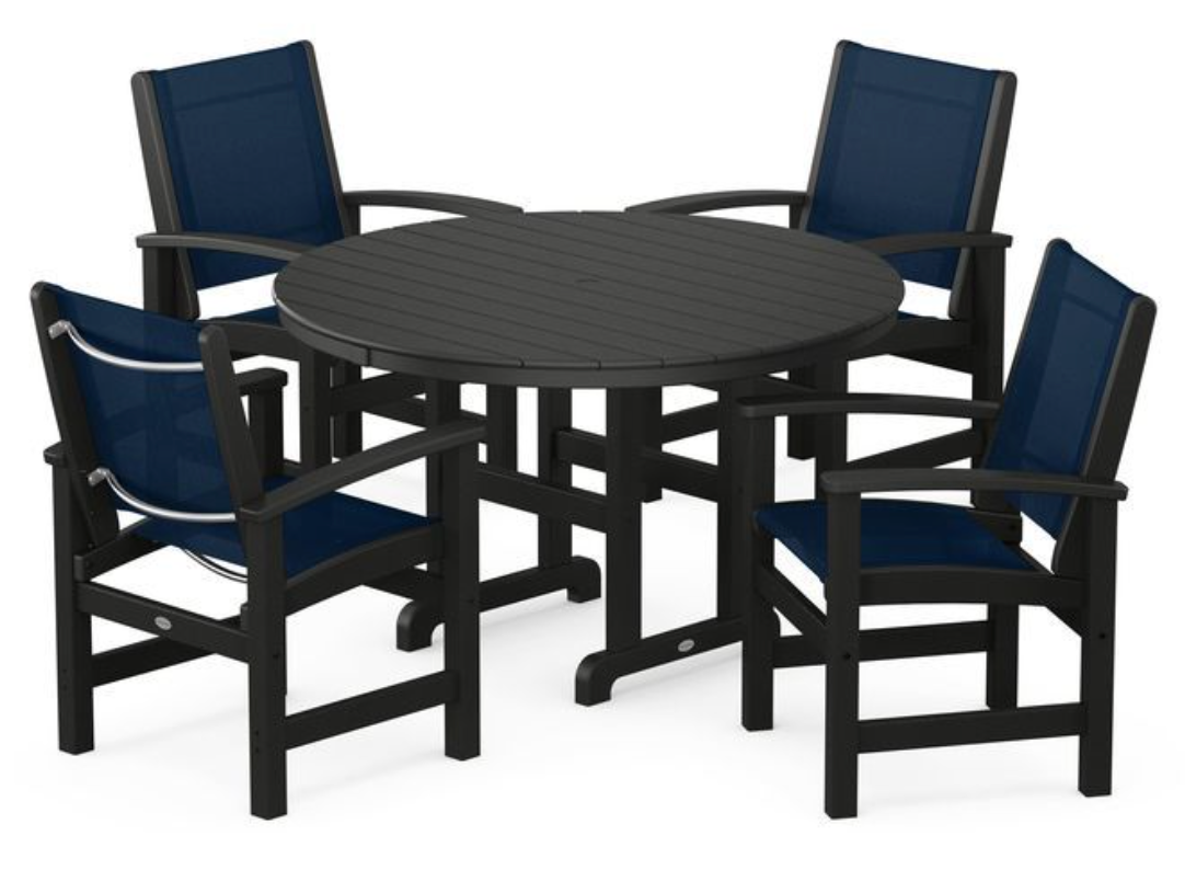 POLYWOOD® Coastal 5-Piece Round Farmhouse Dining Set