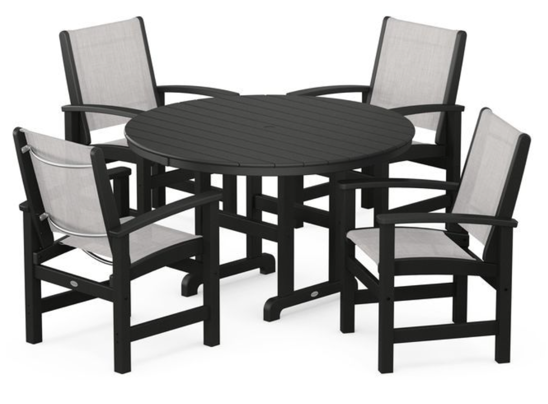 POLYWOOD® Coastal 5-Piece Round Farmhouse Dining Set