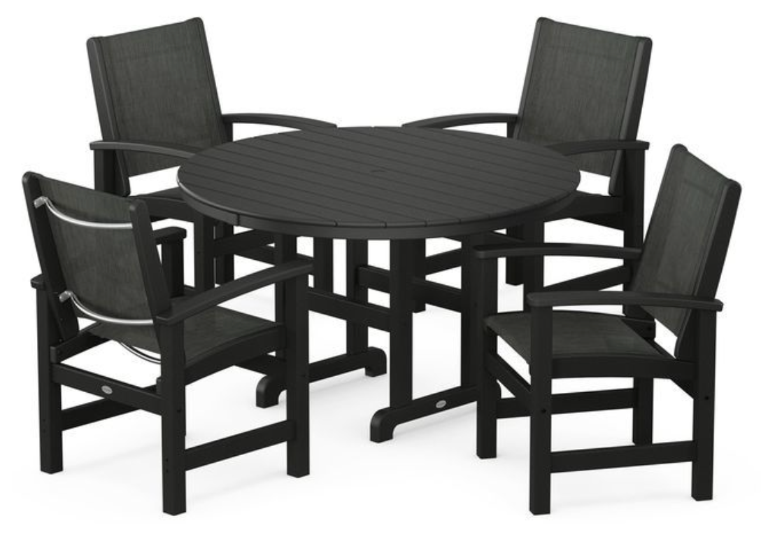 POLYWOOD® Coastal 5-Piece Round Farmhouse Dining Set