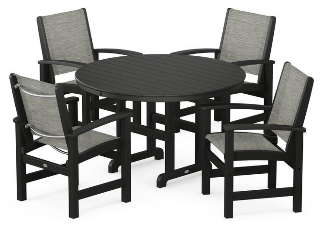 POLYWOOD® Coastal 5-Piece Round Farmhouse Dining Set