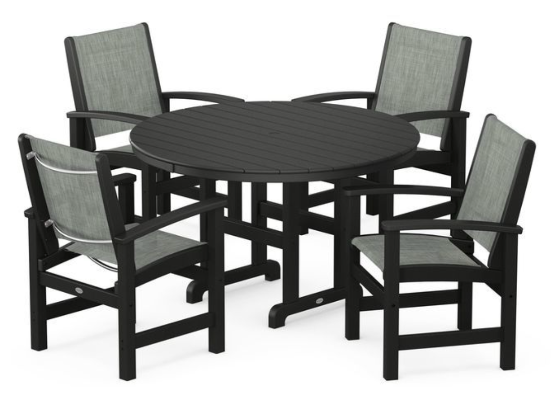 POLYWOOD® Coastal 5-Piece Round Farmhouse Dining Set