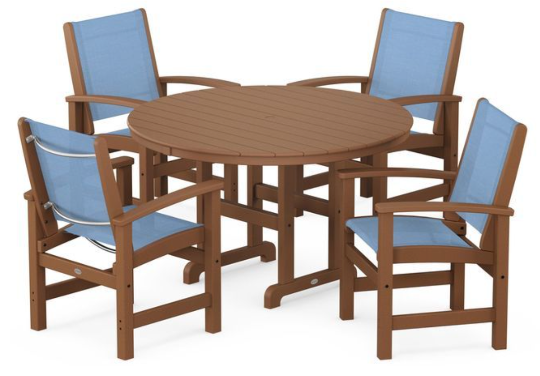 POLYWOOD® Coastal 5-Piece Round Farmhouse Dining Set