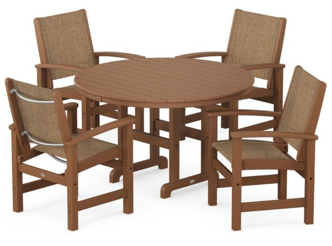 POLYWOOD® Coastal 5-Piece Round Farmhouse Dining Set