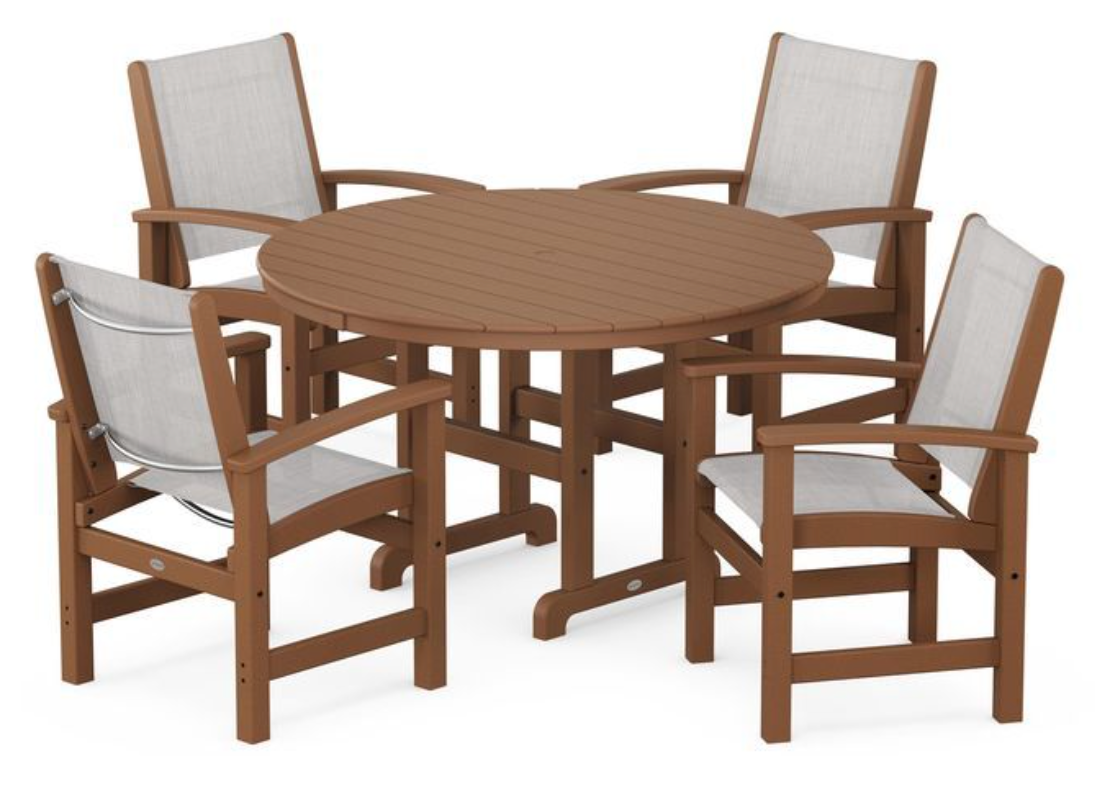 POLYWOOD® Coastal 5-Piece Round Farmhouse Dining Set