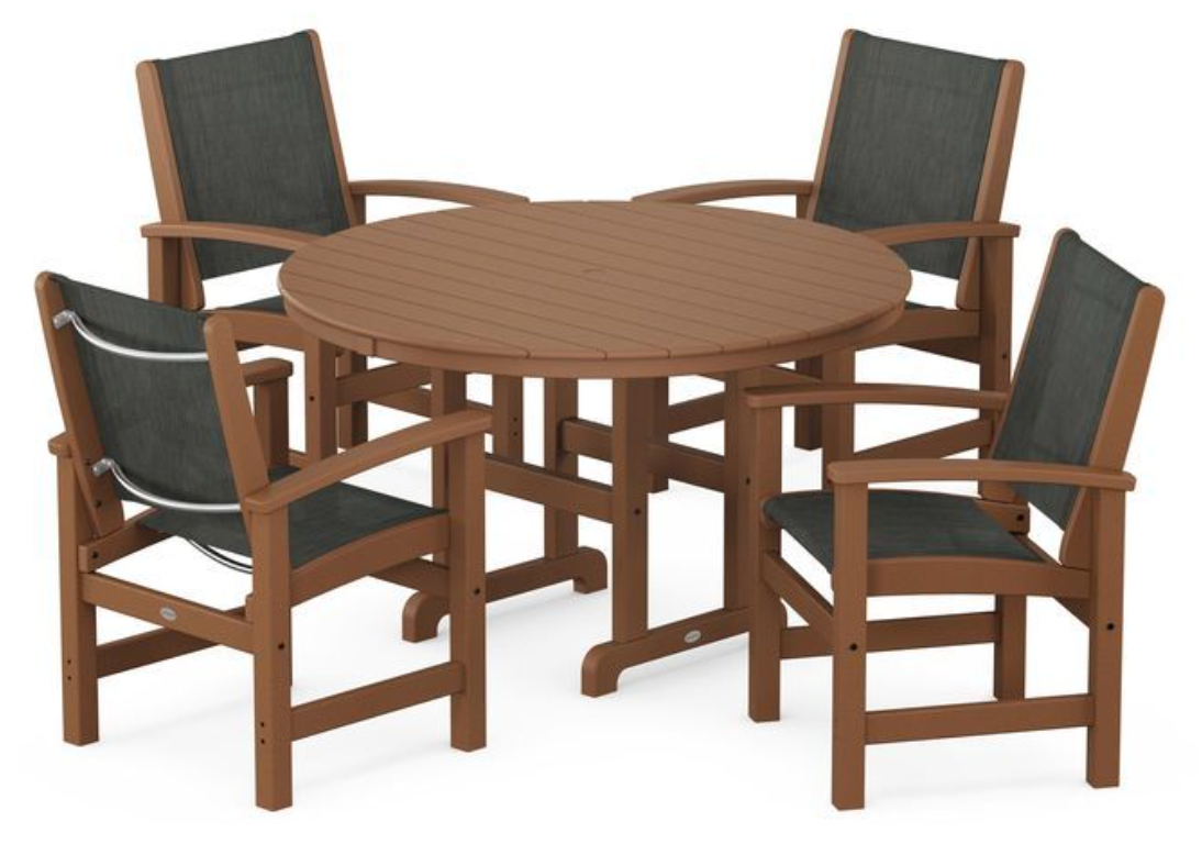 POLYWOOD® Coastal 5-Piece Round Farmhouse Dining Set