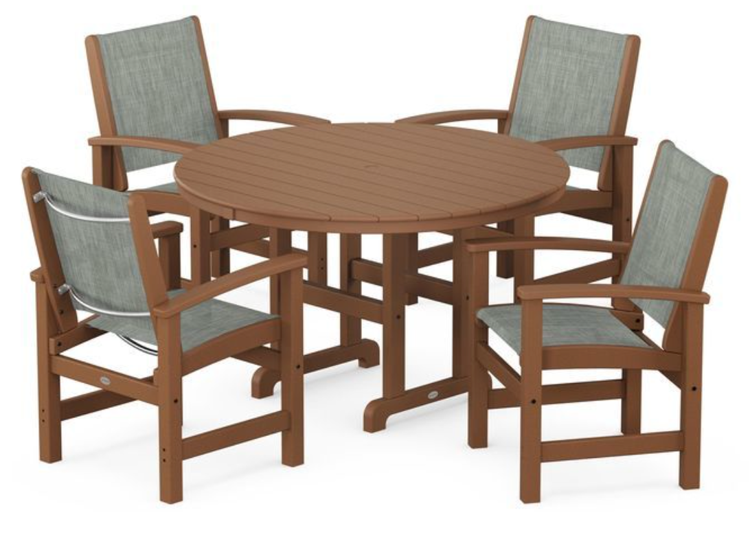 POLYWOOD® Coastal 5-Piece Round Farmhouse Dining Set