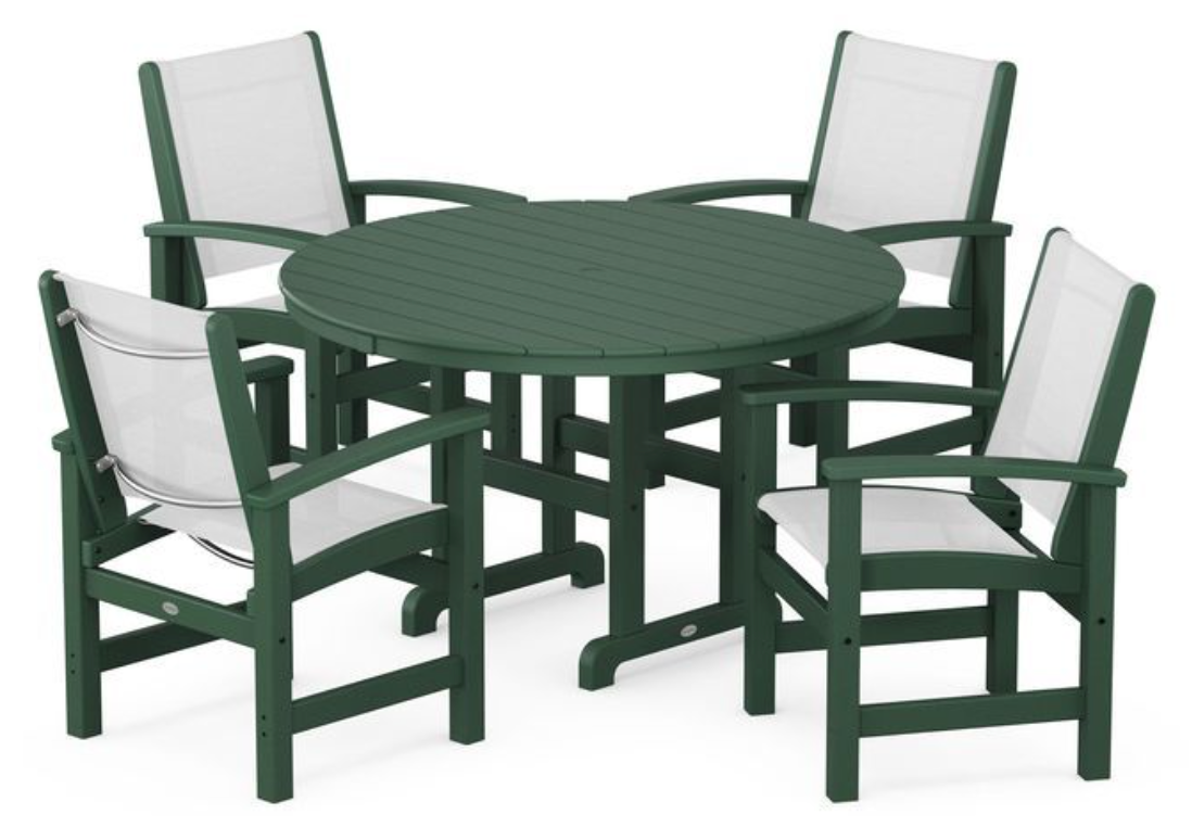 POLYWOOD® Coastal 5-Piece Round Farmhouse Dining Set