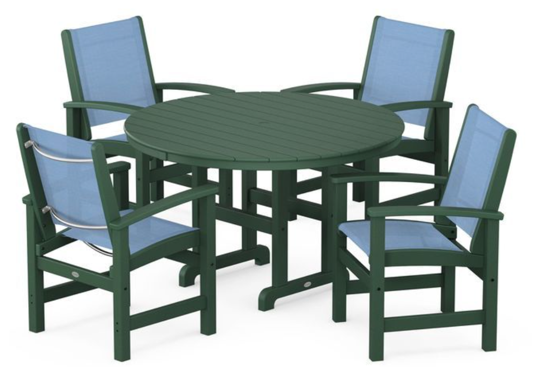 POLYWOOD® Coastal 5-Piece Round Farmhouse Dining Set