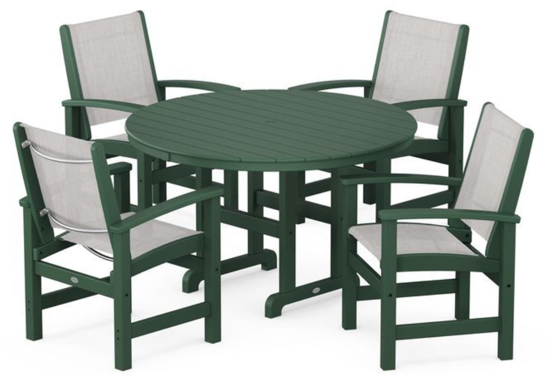 POLYWOOD® Coastal 5-Piece Round Farmhouse Dining Set