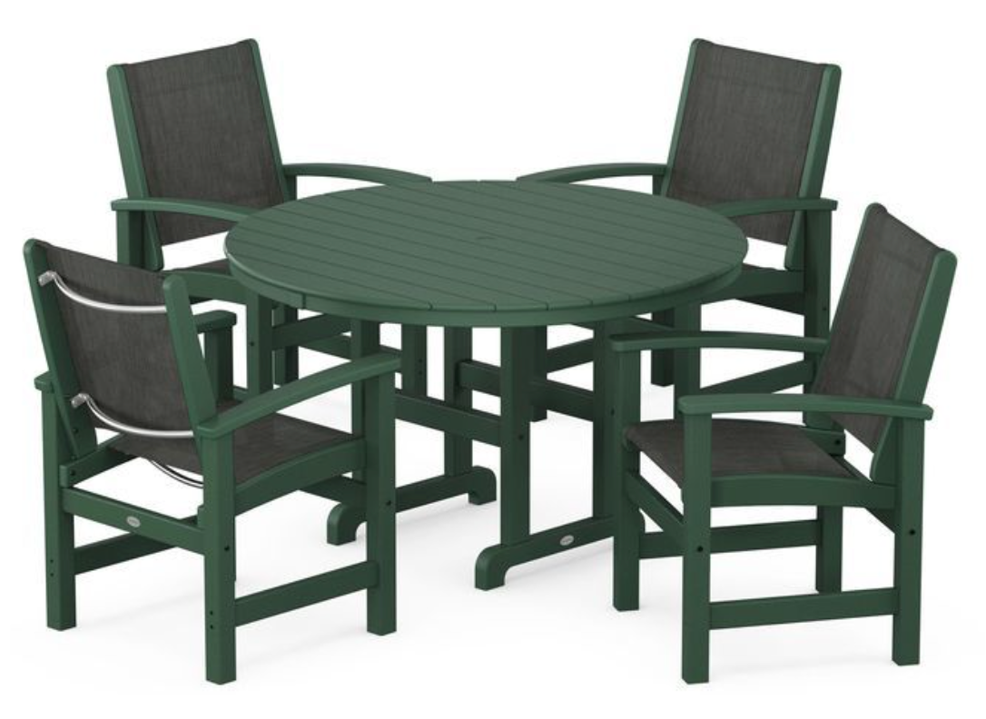 POLYWOOD® Coastal 5-Piece Round Farmhouse Dining Set