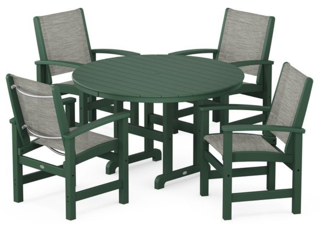 POLYWOOD® Coastal 5-Piece Round Farmhouse Dining Set