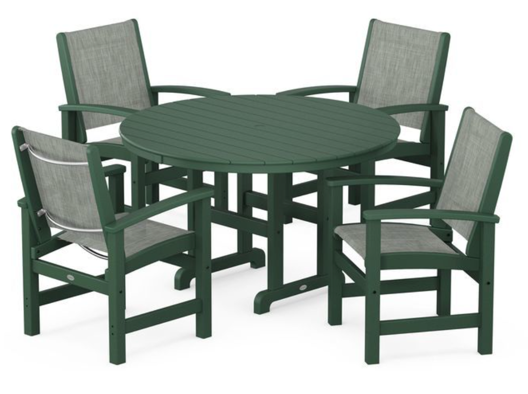 POLYWOOD® Coastal 5-Piece Round Farmhouse Dining Set