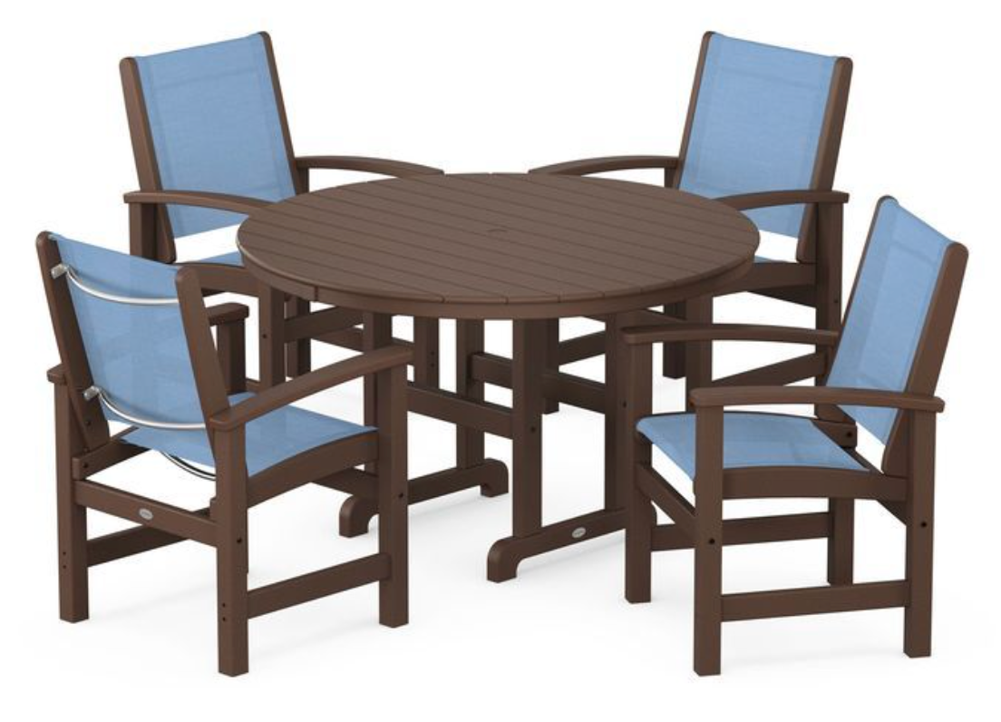 POLYWOOD® Coastal 5-Piece Round Farmhouse Dining Set