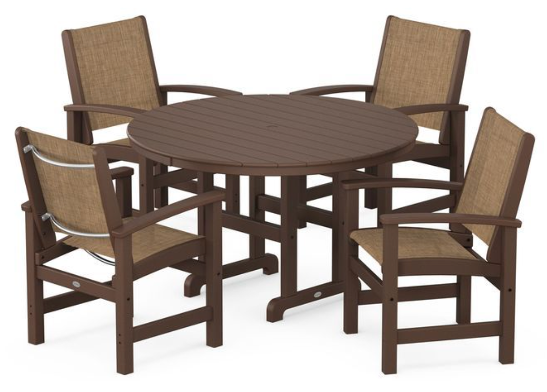 POLYWOOD® Coastal 5-Piece Round Farmhouse Dining Set