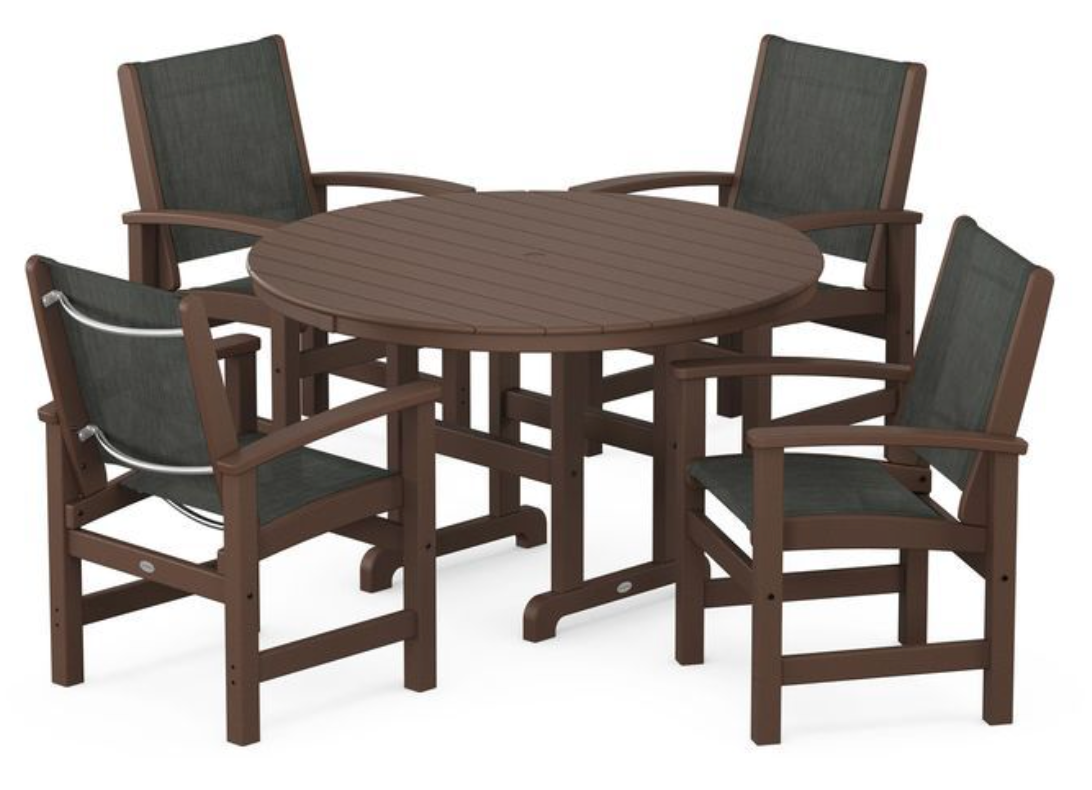 POLYWOOD® Coastal 5-Piece Round Farmhouse Dining Set