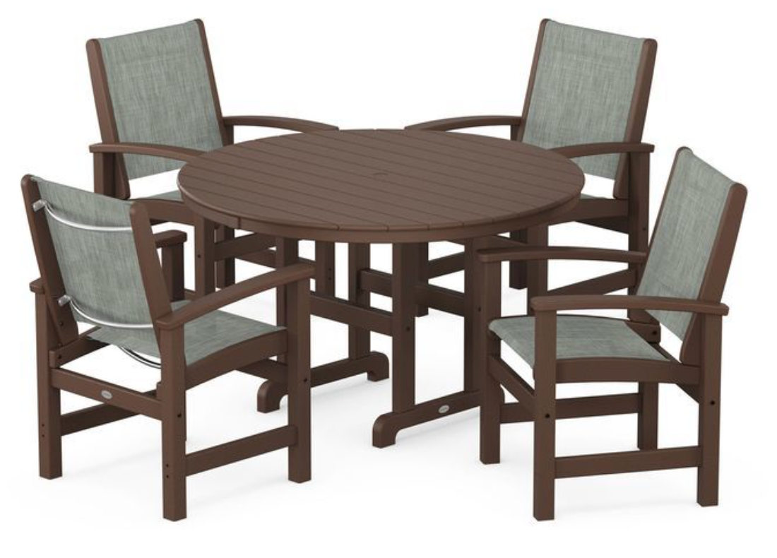 POLYWOOD® Coastal 5-Piece Round Farmhouse Dining Set