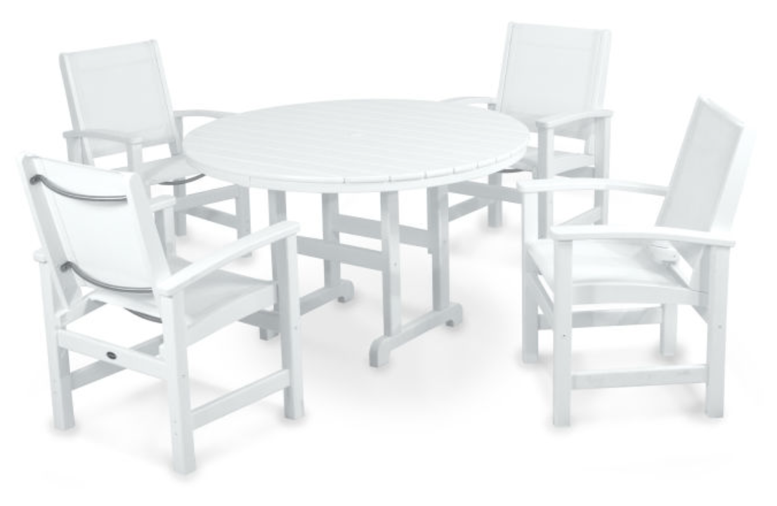 POLYWOOD® Coastal 5-Piece Round Farmhouse Dining Set