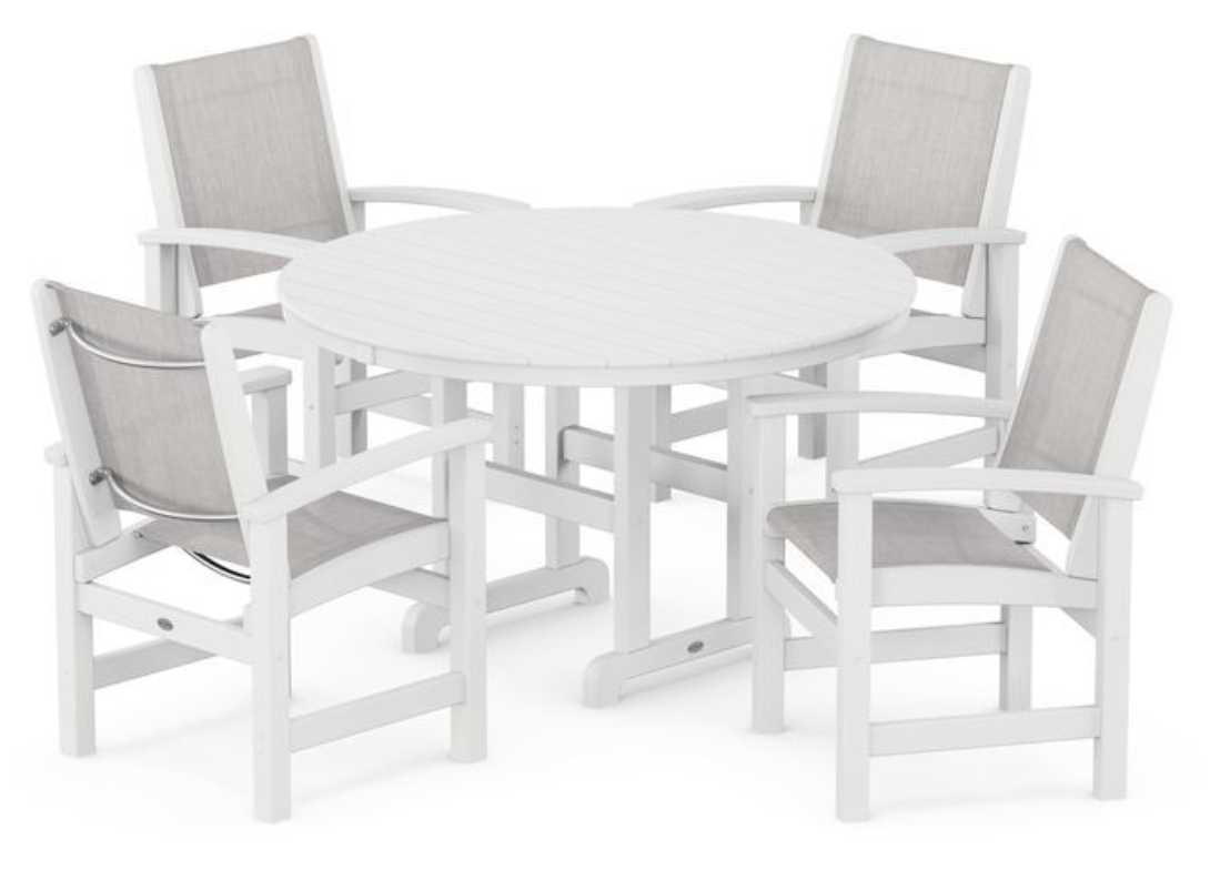 POLYWOOD® Coastal 5-Piece Round Farmhouse Dining Set