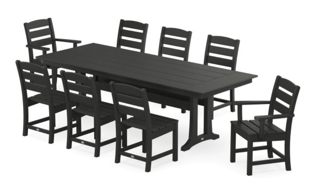 POLYWOOD® Lakeside 9-Piece Farmhouse Dining Set with Trestle Legs