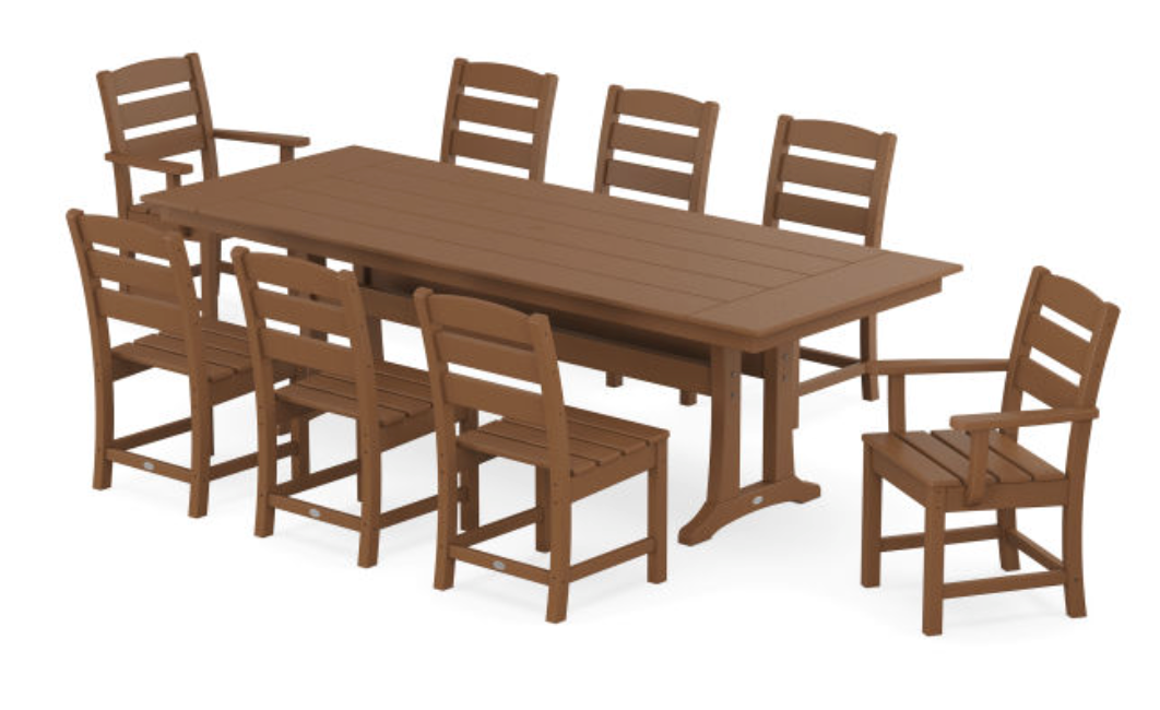 POLYWOOD® Lakeside 9-Piece Farmhouse Dining Set with Trestle Legs