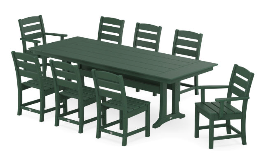 POLYWOOD® Lakeside 9-Piece Farmhouse Dining Set with Trestle Legs