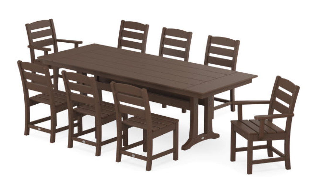 POLYWOOD® Lakeside 9-Piece Farmhouse Dining Set with Trestle Legs