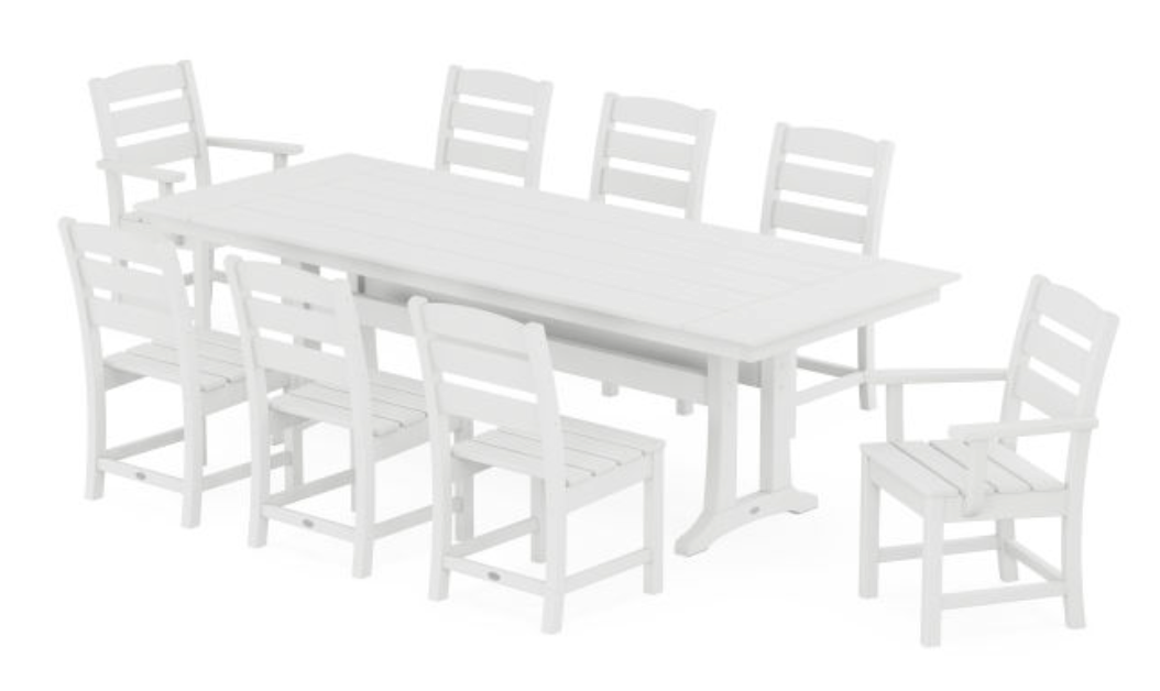 POLYWOOD® Lakeside 9-Piece Farmhouse Dining Set with Trestle Legs
