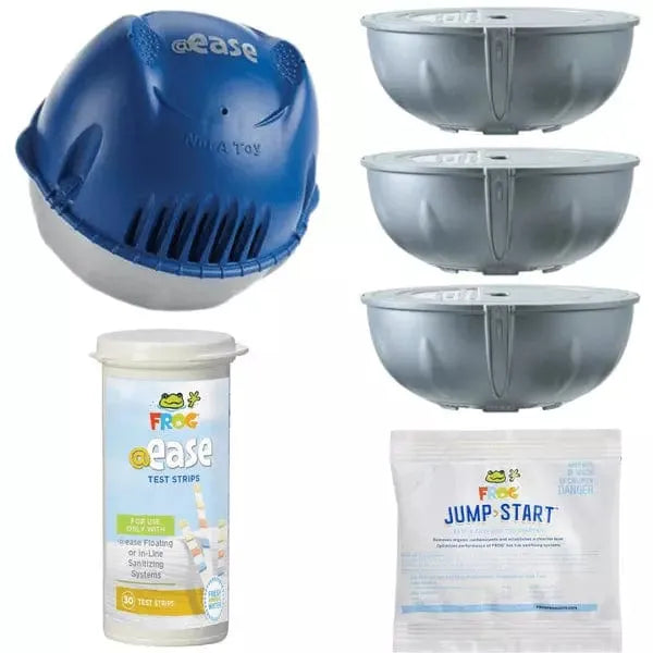 FROG @ease Floating System for Hot Tubs + 3 Pack of SmartChlor Cartridge Replacements