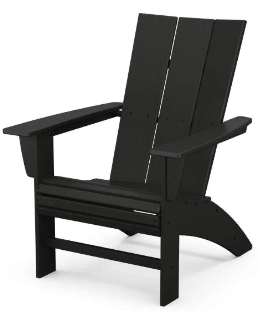 Black Modern Curveback Poly Adirondack Chair