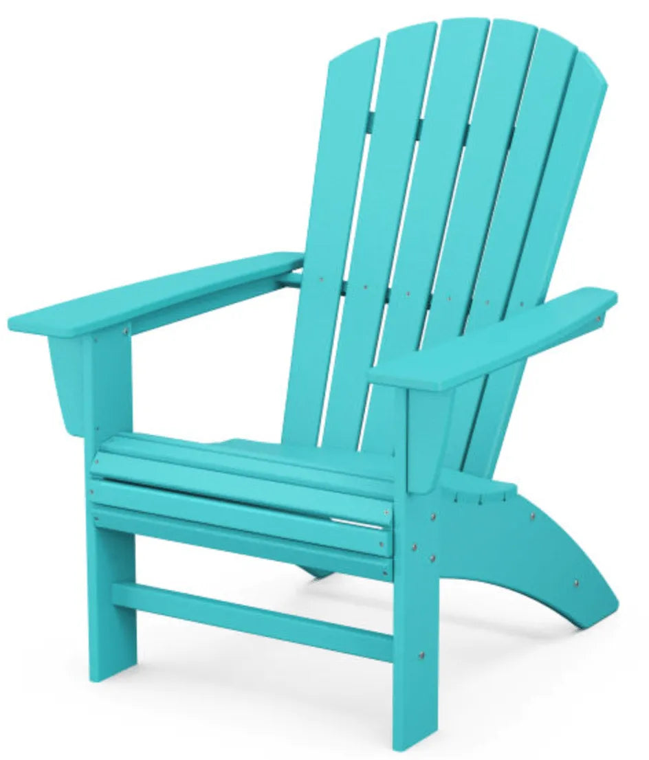 Aruba Blue Nautical Curveback Poly Adirondack Chair