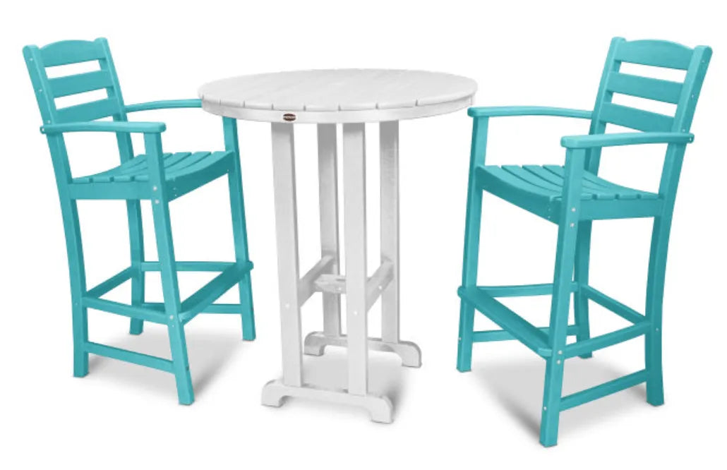 Polywood Dining Set Aruba POLYWOOD® La Casa Café 3-Piece Round Farmhouse Bar Set