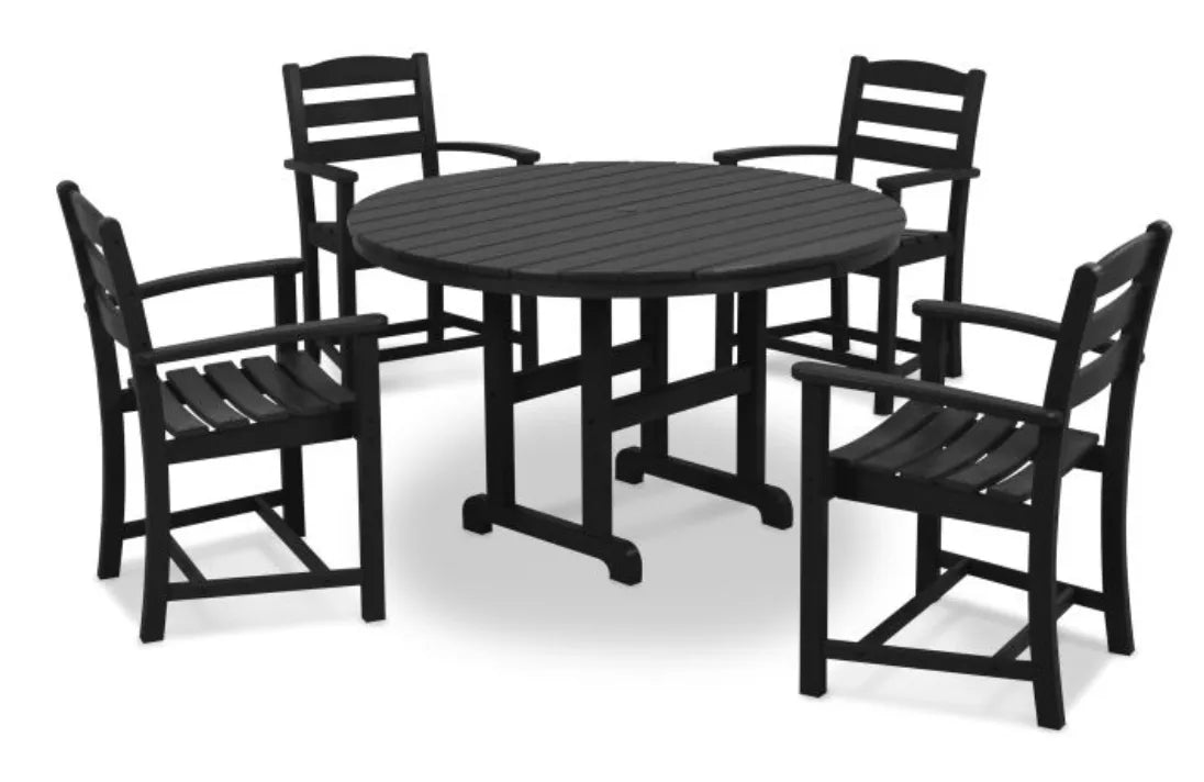 Polywood Dining Set Black POLYWOOD® La Casa Café 5-Piece Round Farmhouse Dining Set